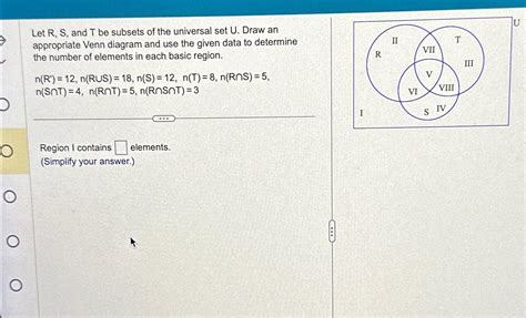 Solved Let R S And T Be Subsets Of The Universal Set U Chegg