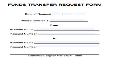 Free 7 Fund Transfer Forms In Pdf Ms Word Excel