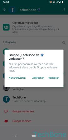 WhatsApp Gruppe verlassen und löschen TechBone