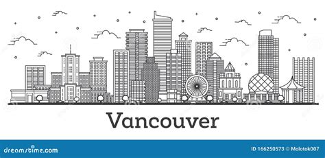 Vancouver Canada Skyline Detailed Vector Silhouette CartoonDealer