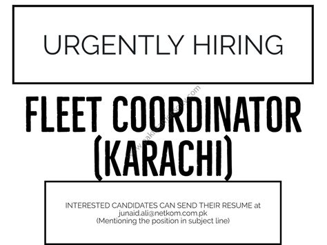 Netkom Technologies Pvt Ltd Jobs Fleet Coordinator