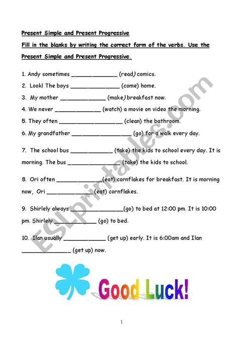 Present Simple And Present Progressive Esl Worksheet By Sigal