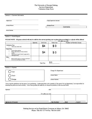 Fillable Online Parking Uga Departmental Guest Pass Order Form