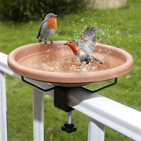 Amazon Hanizi Bird Bath Deck Mounted Bowl Inches Balcony