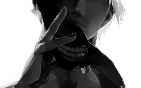 Wallpaper Anime Mask Kaneki Ken Tokyo Ghoul Man Black And White