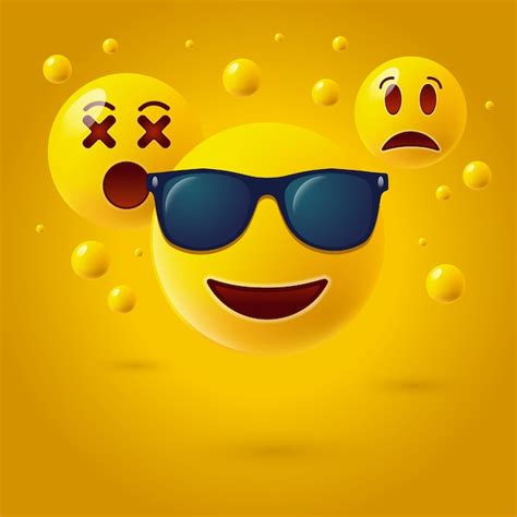 Conjunto De Emoticones Lindos Vector Premium