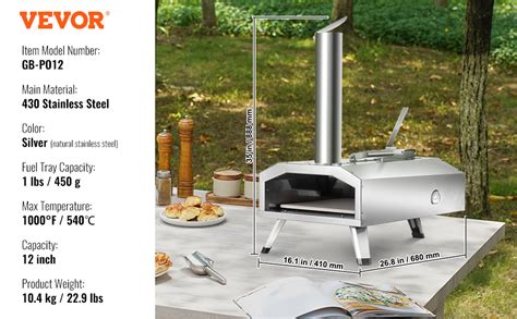 Vevor Pizza Oven Outdoor 12 Pellet Pizza Oven Portable Pizza Stove With Built In Thermometer