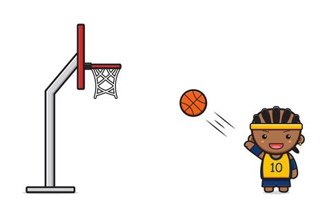 Boy Playing Basketball Cartoon Icon Vector Illustration 3070454 Vector