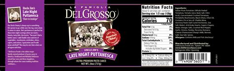 Uncle Jims Late Night Puttanesca Delgrosso Sauces