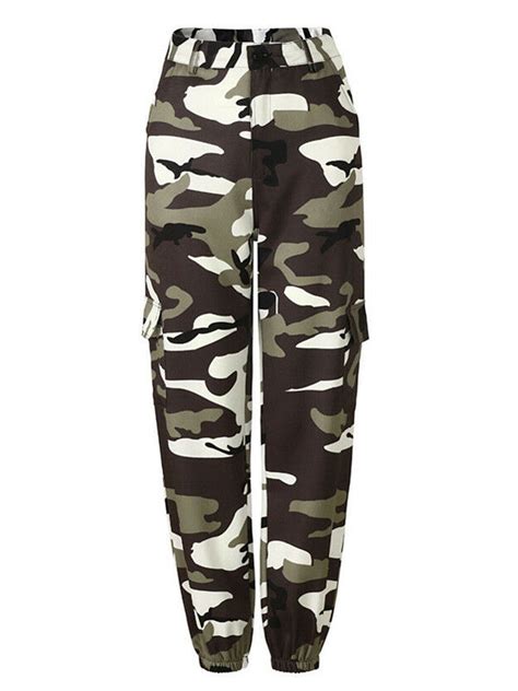 Suanret Womens Camo Cargo Trousers Casual Pants Military Army Combat