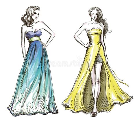 Fashion Illustration. Long Dress. Catwalk Stock Vector - Illustration ...