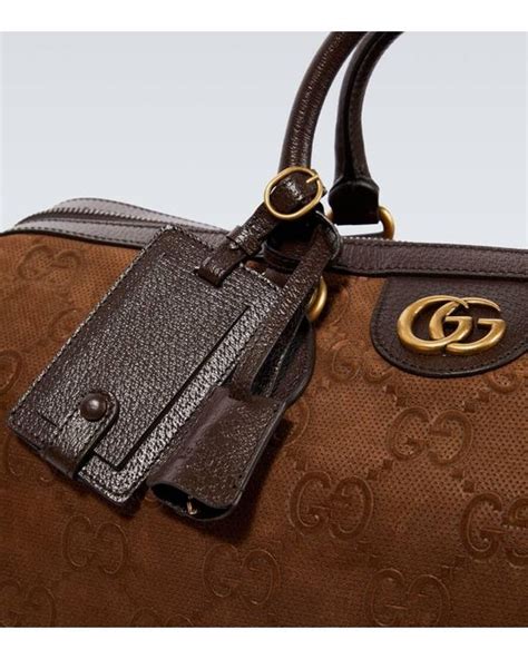 Gucci Gg Leather Duffel Bag In Brown For Men Lyst