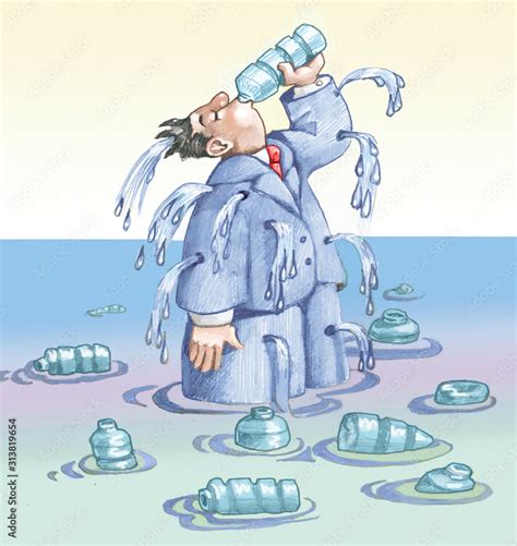 wastes water political cartoon pollution concept Stock Illustration ...