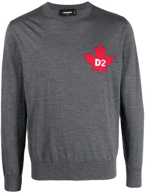 Dsquared2 Maple Leaf Motif Jumper Grey Farfetch Uk