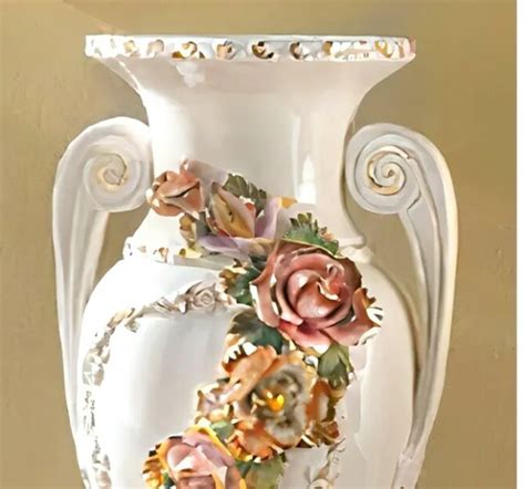 Vase Amphore Grecque Grand En Porcelaine Italienne Capodimonte Avec