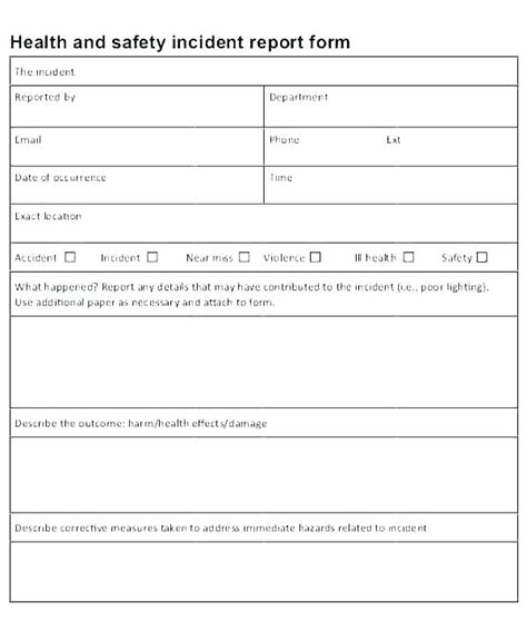 Incident Hazard Report Form Template