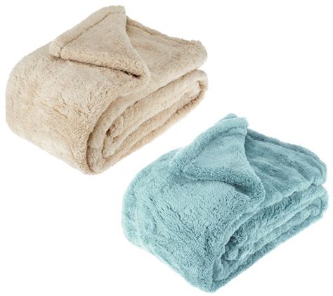 Berkshire Blanket Set Of 2 Super Soft 55 X 70 Fluffie Throws H203305