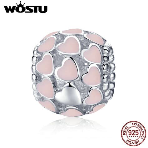 Wostu 925 Sterling Zilver Lieveling Roze Hart Char Grandado