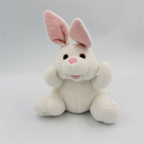 Doudou Peluche Lapin Blanc Rose Publications International