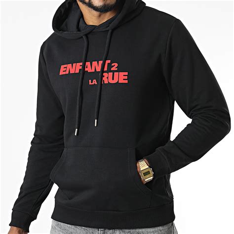 Sasso Sweat Capuche Enfants 2 La Rue Noir Rouge