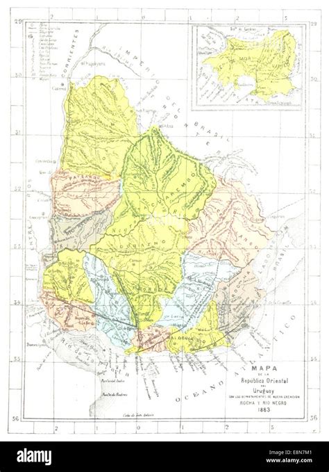 Mapa De La Republica Oriental Del Uruguay Stock Photo Alamy