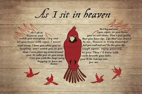 As I Sit In Heaven Poem Cardinal Wing Typography For Fan Poster Poster