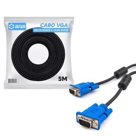 Cabo Vga Para Vga 5 Metros Filtro Monitor Lcd Pc Tv Dvr Projetor