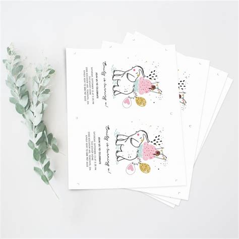 Printable Elephant Birthday Invitation Template Editable Cute Elephant