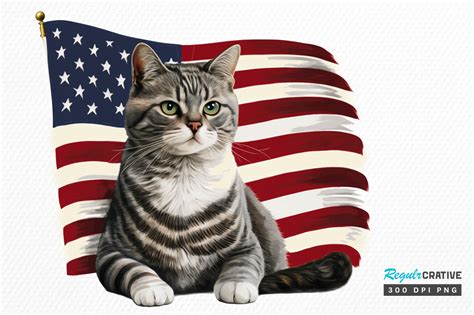 American Patriotic Cat Clipartpng Design Graphic By Regulrcrative · Creative Fabrica