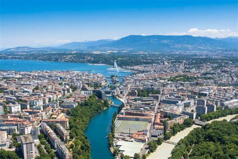 Aerial View Of Geneva City In Switzerland Stock Photo - Image: 56806742