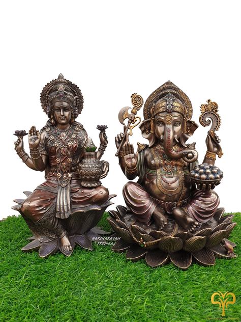 Lakshmi Ganesh Statuen 31 CM Bonded Bronze Ganesha Lakshmi Etsy De