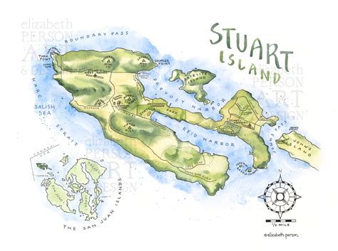 Stuart Island Map Art Print Elizabeth Person Art And Design