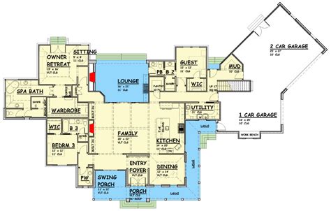 Bed Traditional Ranch Home Plan With Game Room Above Garage Tx