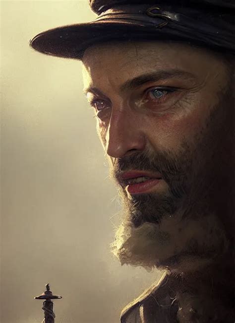 Portrait Of A Rugged Man Wearing A Sailors Cap Stable Diffusion