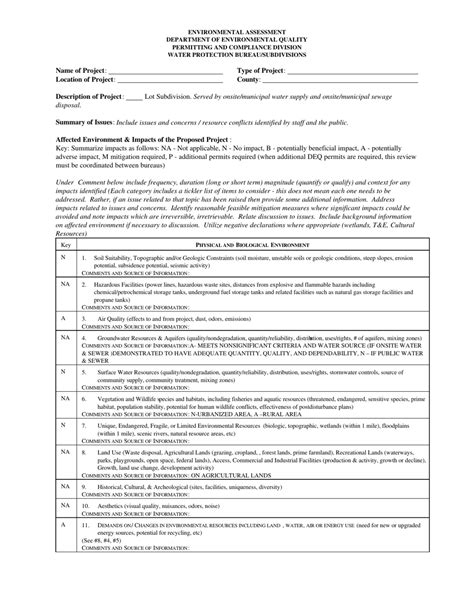 Montana Environmental Assessment Form Fill Out Sign Online And