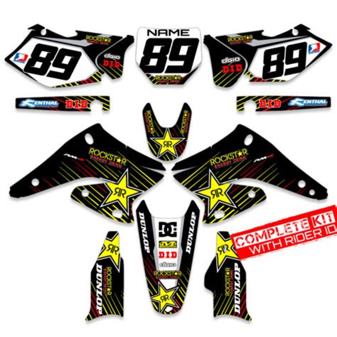 2007 2008 2009 RMZ 250 GRAPHICS KIT SUZUKI ROCKSTAR BLACK YELLOW