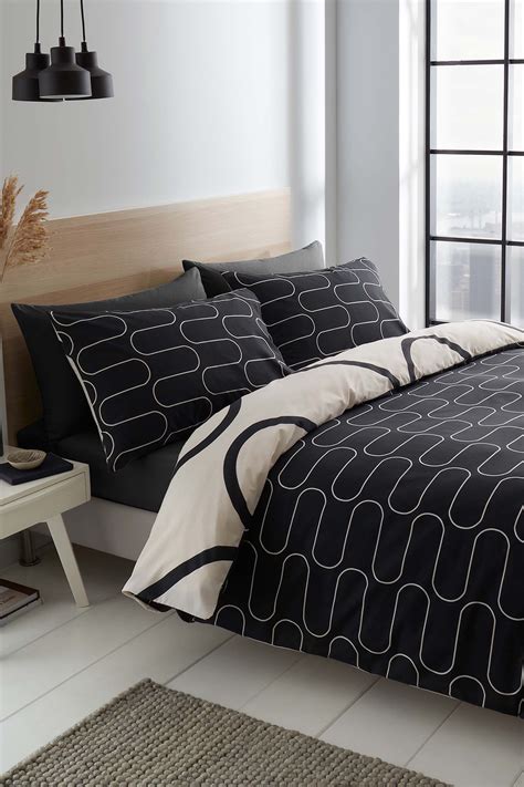 Buy Catherine Lansfield Natural Linear Curve Geometric Reversible Duvet