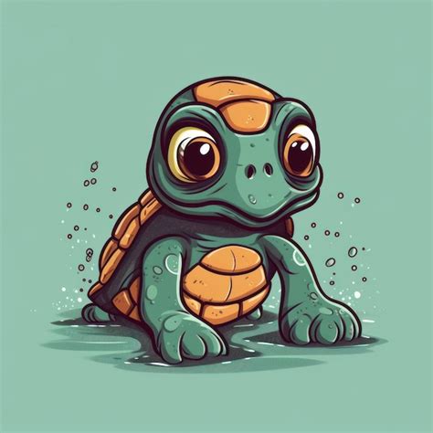 Ilustración De Dibujos Animados De Una Tortuga Foto Premium