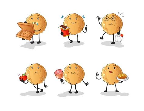 Premium Vector The Meatball Food Set Character Cartoon Mascot Vector