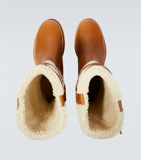 Christian Louboutin Shearling Trimmed Leather Boots Christian Louboutin