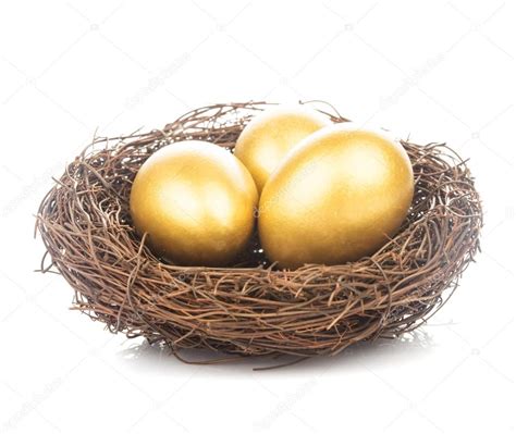 Golden Eggs In Nest Stock Photo Oksixx 24424549