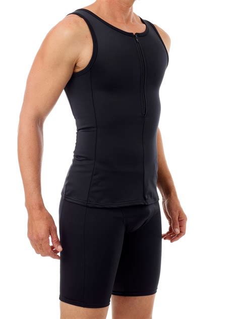 Sleeveless Swim Top Men Compression Shirts Girdles Chest Binders