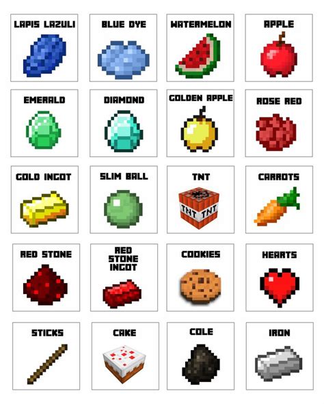 8 Best Minecraft Food Printables Card Diy Minecraft