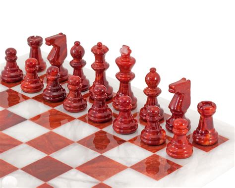 Red And White Alabaster Chess Set 145 Inches 14mf1 Redwht £15381