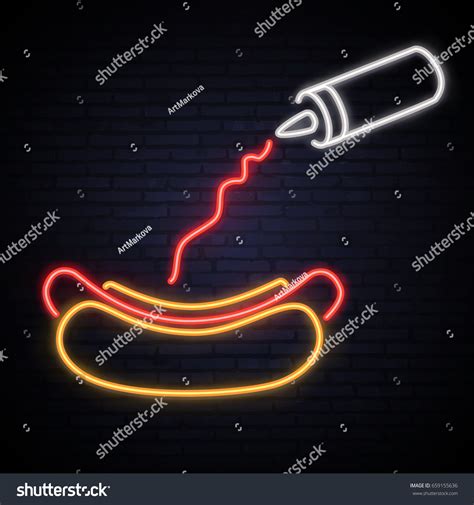 Hot Dog Neon Sign Bright Pattern Stock Vector (Royalty Free) 659155636 ...