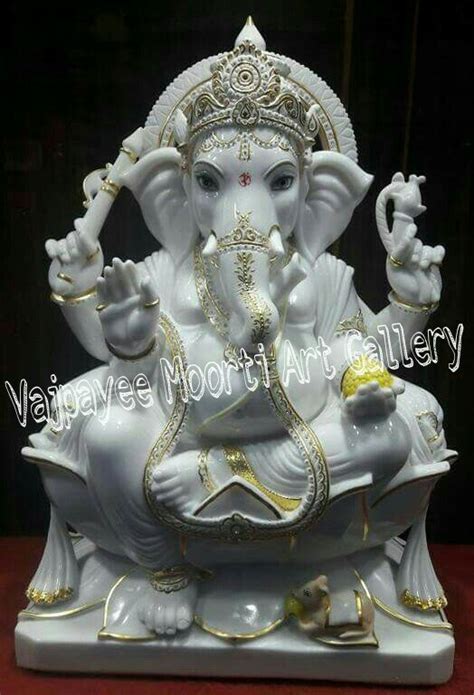 Polished White Marble Ganesha Statue Packaging Type Woden Box At Rs