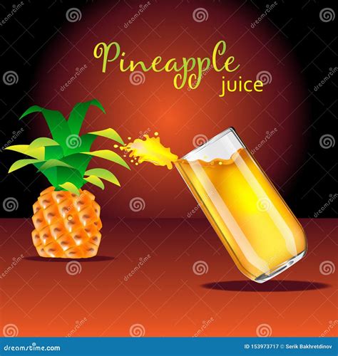 Splashes Of Glass Orange Pineapple Juice Stock Illustration