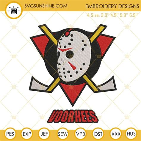 Voorhees Hockey Embroidery Design Friday The 13th Jason Embroidery