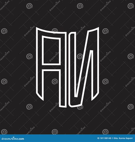 An Logo Monogram With Ribbon Style Outline Design Template Stock Vector