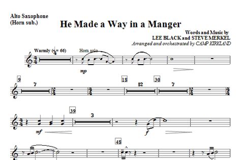 He Made A Way In A Manger Alto Sax 1 2 Sheet Music Direct